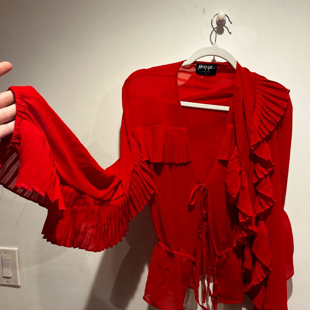 Nasty Gal Women's Vibrant Red Ruffle Blouse